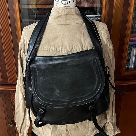 Polo Ralph Lauren Black Leather Moto Bag. - Picture 12 of 13